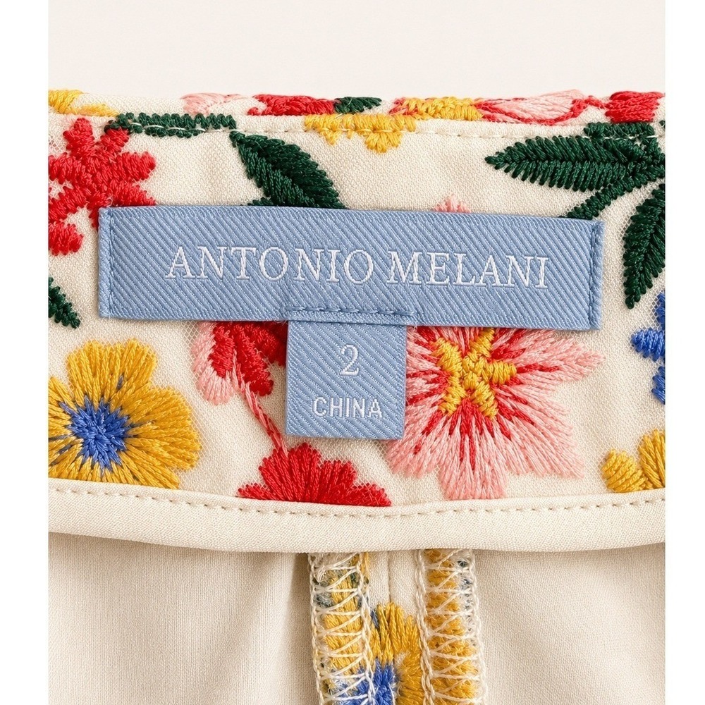 Antonio Melani x The Nat Note Nellya Embroidered Floral Mesh Cropped Wide Leg 2 - Picture 6 of 7